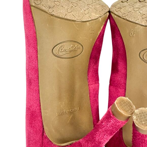 Candie's Pink Faux Suede Metallic Pointed Nose Stilleto Heel Pumps Sz 8.5 Glam - Picture 7 of 14